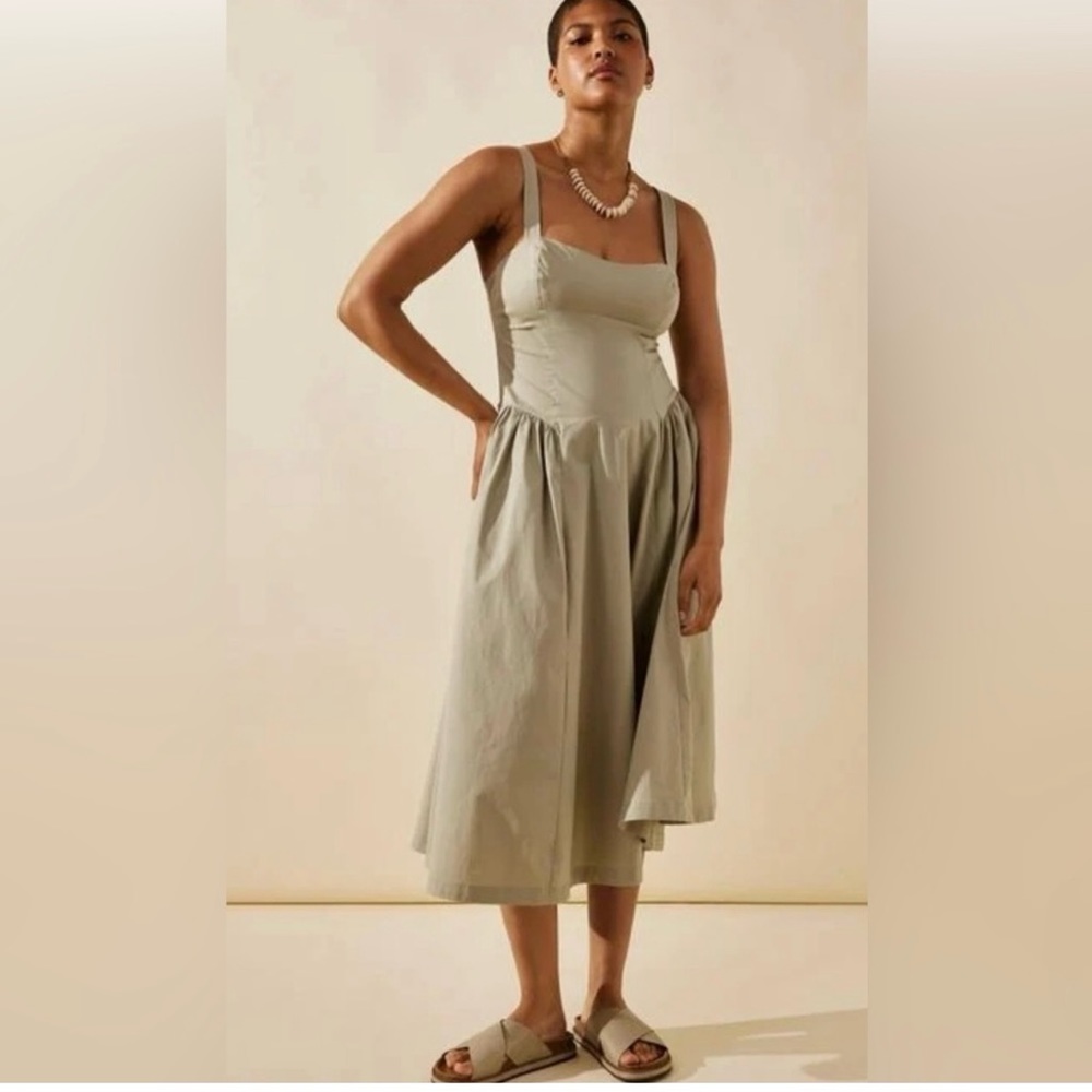 Free People Paolo Slim Fitting Midi Dress In Tidal Foam S